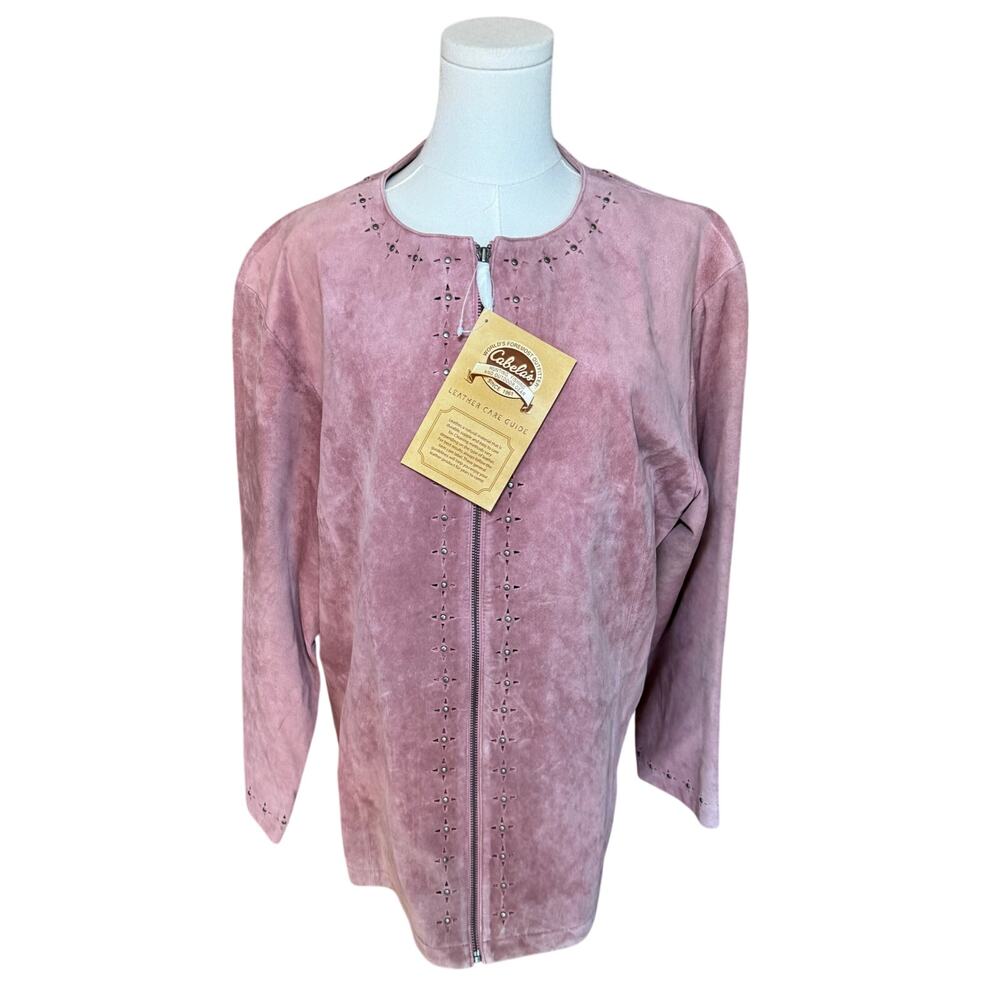 Cabela’s Women’s XL Rose Leather Jacket Western Boho Full Zip NWT - Picture 2 of 12